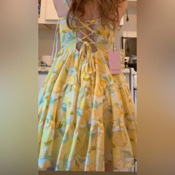 Avec Les Filles Yellow Floral Mini Dress - Picture 12 of 12